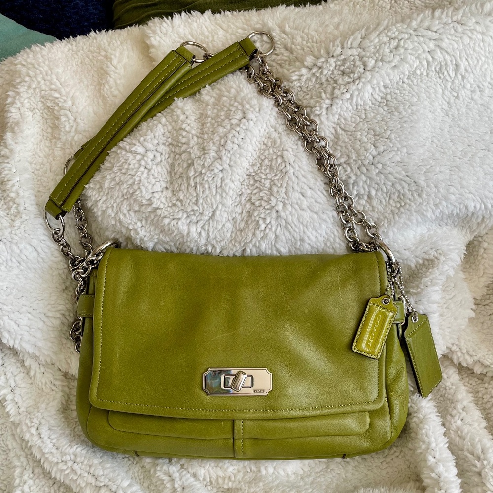 Vintage Coach 1993 Chelsea Flap Shoulder/Crossbody, Olive Green